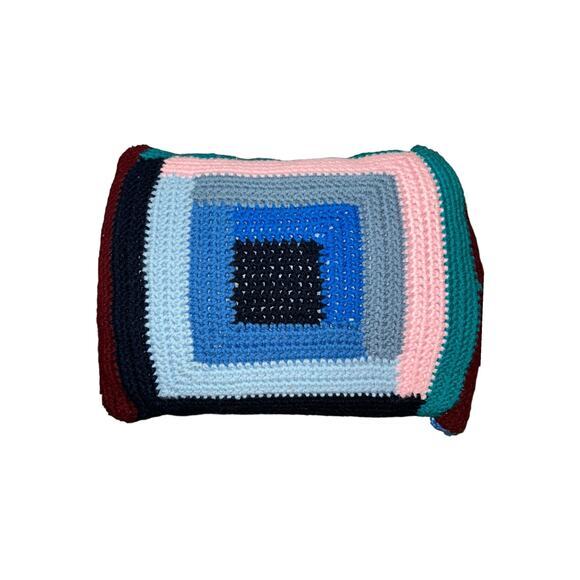 Vintage Handmade Crochet Throw Pillow - Picture 1 of 3